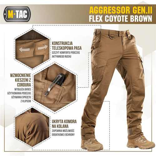 Штани тактичні M-Tac - Aggressor Gen.II Flex - Ripstop - Coyote Brown - 20058017.