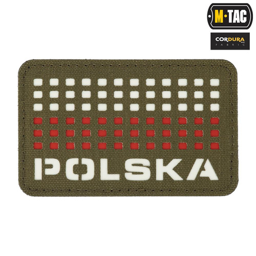 M-Tac - Нашивка з прапором та написом Польща - Лазерне різання - пікселі - червоний / рейнджерський зелений / білий - 51007123