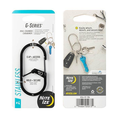 Nite Ize - G-Series™ #4 карабін з двома відділеннями - сталевий - чорний - GS4-01-R6