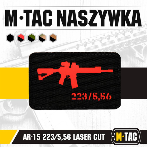 M-Tac - нашивка AR-15 223/5.56 Laser Cut - чорна/червона - 51111233