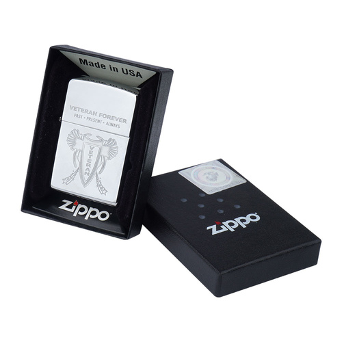 Zippo - Бензинова запальничка Veteran Forever - Високоякісний польський хром - Z28054