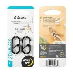 Nite Ize - G-Series™ №1 двосекційний гачок із застібкою - 2 шт. - Сталь - чорна - GS1-01-2R6