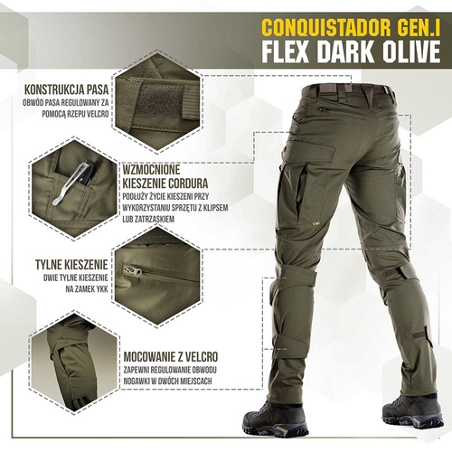 Тактичні штани M-Tac - Conquistador Gen.I Flex - Ripstop - Dark Olive - 20059048.