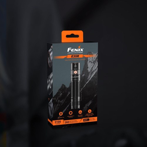 Fenix - Світлодіодний ліхтар LED E35 v3 з USB-C - 3100 лм - 5000 мАг - чорний - E35RLSBK