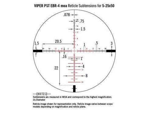 Vortex Optics - мисливський приціл Viper PST II 5-25x50 - приціл з підсвічуванням EBR-4 - тубус 30 мм - PST-5251