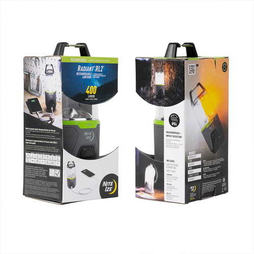 Nite Ize - Акумуляторний кемпінговий ліхтар Radiant® RL2™ - 400 лм - сірий/зелений - RL2-17-R8