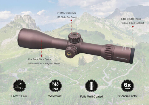 Vector Optics - Приціл оптичний 34мм Continental x6 4-24x56 - FFP - VEC-MBR - FDE - SCFF-39
