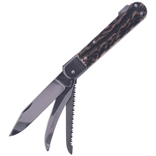 Mikov s.r.o. - Мисливський ніж Mikov Fixir Imit. Dear Stag - 3 леза - Шкіряні піхви - Коричневий - 232-XH-3 KP