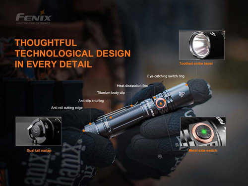 Fenix - Тактичний світлодіодний акумуляторний ліхтар - 1700 люмен - 2600 мАг - Чорний - PD35 V3.0