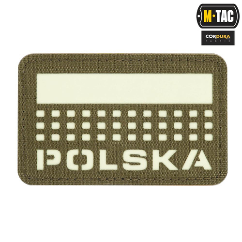 M-Tac - нашивка з прапором та написом Польща - лазерне різання - пікселі/прямокутник - Ranger Green / Fluo - 51007223