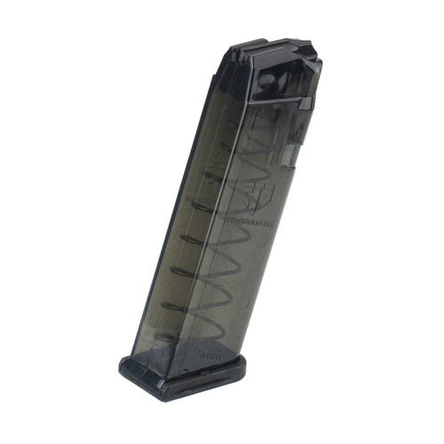 ETS - Полімерний магазин для Glock 17 / 18 / 19 / 19X / 26 / 34 / 45 - 9x19 мм - 17 патронів - Carbon Smoke Series - SMK-GLK-17