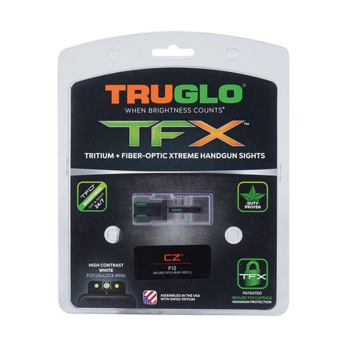 TruGlo - Приціли з тритієвого волокна TFX - CZ P10 - Низькі - Біла облямівка - TG13CZ2A