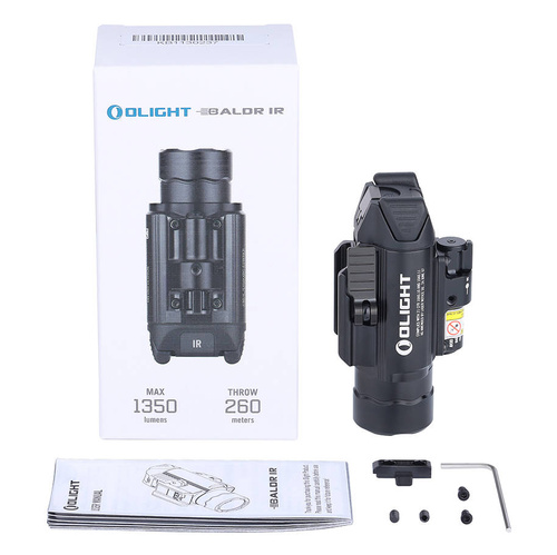 Olight - Світлодіодний тактичний ліхтар з ІЧ лазерним прицілом BALDR - 1350 люмен - чорний.