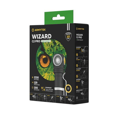 Armytek - Налобний ліхтар Wizard C2 Pro - Магнітний зарядний пристрій - 2500 лм - 18650 - чорний - F08701C