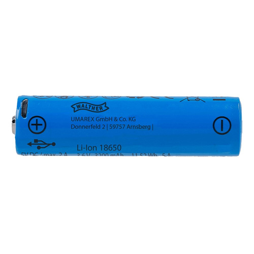Walther - Акумуляторна батарея ICR 18650 - 3,7 В - USB - 3200 мАг - 3.7133
