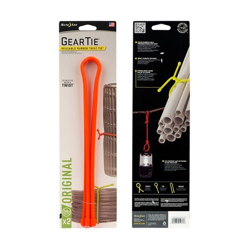 Nite Ize - Gear Tie 24" еластична краватка - 2 шт. - Яскраво-помаранчевий - GT24-2PK-31