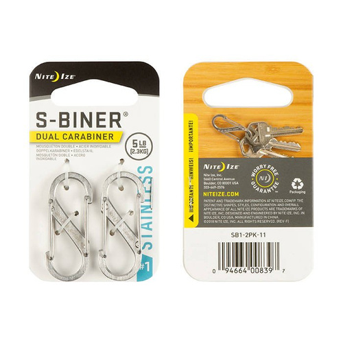 Nite Ize - S-Biner #1 - сталь - 2 шт - SB1-2PK-11