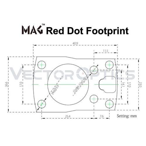 Vector Optics - Відкритий коліматор Frenzy-S 1x17x24 SAS - MAG/RMS - Picatinny - SCRD-62