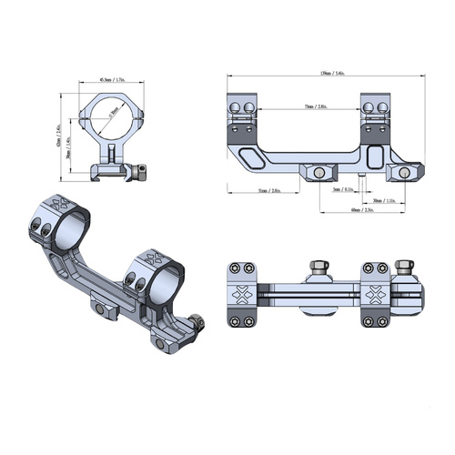 Vector Optics - Цілісна планка Extended AR Mount - 30 мм - Picatinny - чорний - XASR-3032