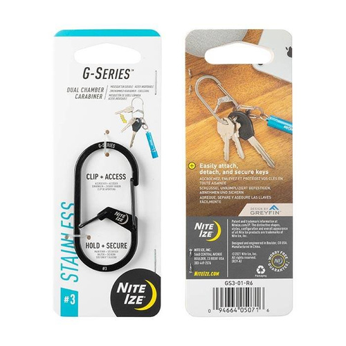 Nite Ize - G-Series™ #3 карабін з двома відділеннями - сталевий - чорний - GS3-01-R6