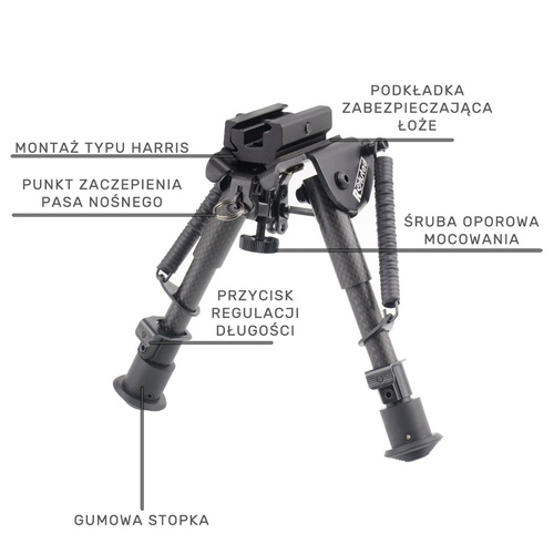 Rokstad - Карбонова складна сошка - 155-230мм - Harris / Picatinny - RSCFP-06