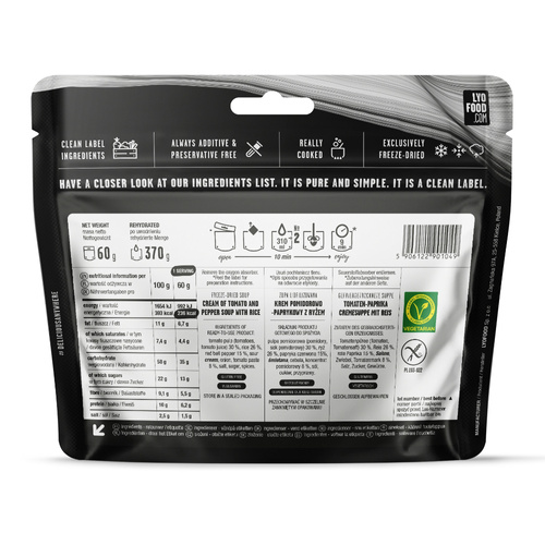 LyoFood - Сублімований раціон Lyo Expedition - Вершковий томатний суп - 370 г