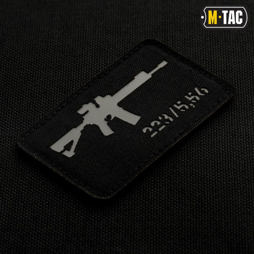 M-Tac - Нарукавна нашивка AR-15 223/5.56 Laser Cut - чорна/сіра - 51111211