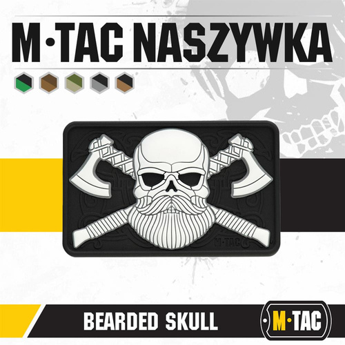 M-Tac - 3D нашивка - Бородатий череп - чорний / білий - 51113236