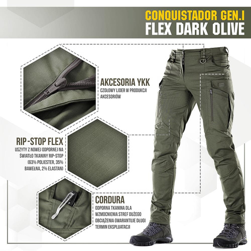 Штани тактичні M-Tac - Conquistador Gen.I Flex - Ripstop - Army Olive - 20059062.