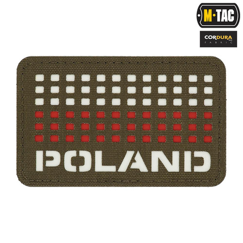 M-Tac - нашивка з прапором Польщі та написом - лазерне різання - пікселі - червоний / рейнджерський зелений / білий - 51006123