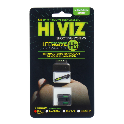 Hiviz - Приціли з тритієвого волокна LiteWave H3 - Glock - Зелено-біла облямівка - GLN325 