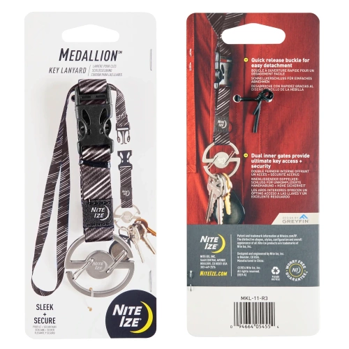 Nite Ize - Карабін зі шнурком Medallion Key Lanyard - сталевий - сріблястий/чорний - MKL-11-R3