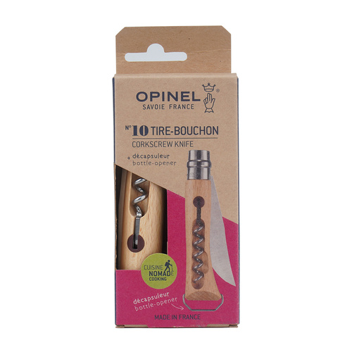 Opinel - Складаний ніж N°10 зі штопором та відкривачкою для пляшок - Inox