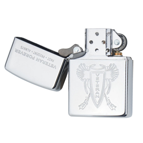 Zippo - Бензинова запальничка Veteran Forever - Високоякісний польський хром - Z28054