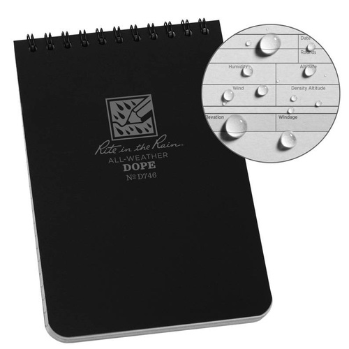 Rite in the Rain - водонепроникний блокнот для стрільців DOPE - 4 x 6" - D746 - чорний