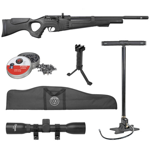 Hatsan - Пневматична пістолет PCP Flash 101 QE Set - 4,5 мм - чорний - FLASH 101 QE SET - FLASH 101 QE SET 