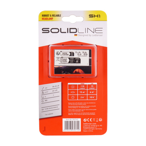 Ledlenser - Налобний ліхтар Solidline SH1 - 110 лм - сірий - 502743