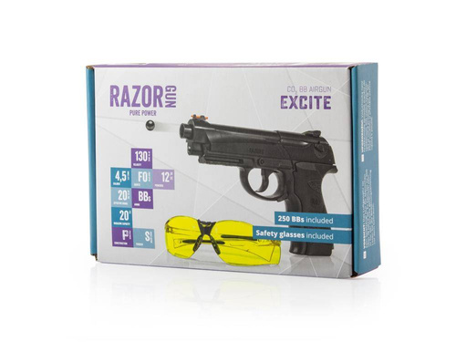 RazorGun - Вітродувка Excite з захисними окулярами - 4,5 мм - чорна - 337-004