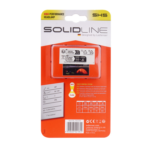 Ledlenser - SH5 Solidline Налобний ліхтар - 350 лм - чорний - 502205