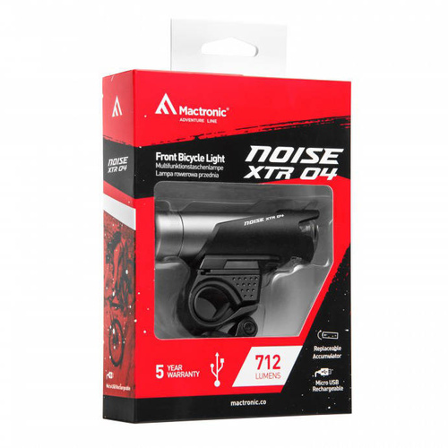 Mactronic - Світлодіодна передня велофара Noise XTR 04, що перезаряджається - 712 лм - ABF0042 - ABF0042