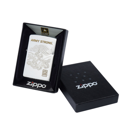 Zippo - Бензинова запальничка для армії США - Army Strong - матовий хром - Z28515