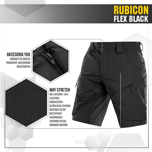 M-Tac - Тактичні шорти Rubicon Flex - 4-Way Stretch - YKK - Чорний - 20070002