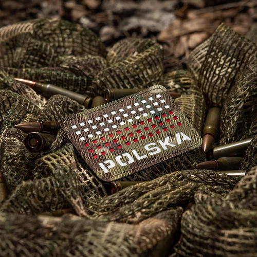 M-Tac - Нашивка з прапором і написом Польща - Лазерне різання - Пікселі - Червоний / MultiCam / Білий - 51007108