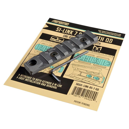 Strike Industries - Szyna LINK KeyMod / M-LOK - 7 слотів + QD - Czarny - LINK-RS-7-QD