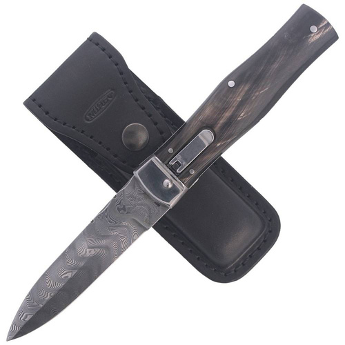 Mikov - Пружинний ніж Predator Damascus Wildcat Buffalo Horn 241-DR-1/KP - PMC 27 - чорний - 129627