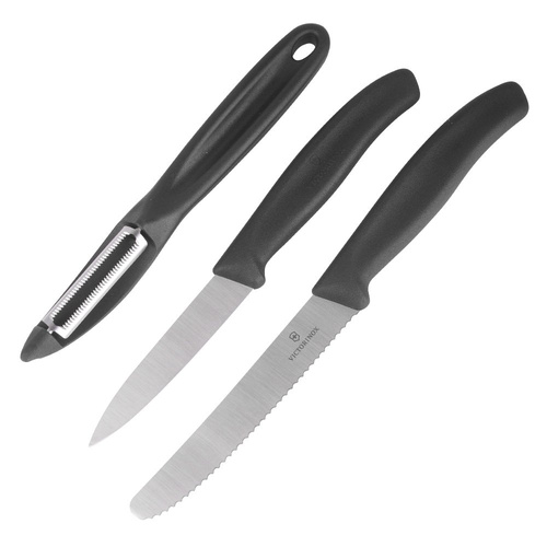 Victorinox - Набір кухонних ножів з теркою Swiss Classic - 3 штуки - Чорний - 6.7113.31