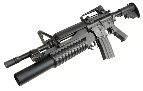 Double Bell - репліка гранатомета M203 подовжена версія - чорний - DBY-04-001131