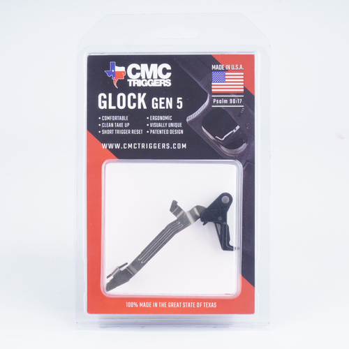 CMC Triggers - Спусковий гачок для Glock G17/G19/G19X/G26/G34/G45 9 мм Gen5 - плоский - чорний - 71702