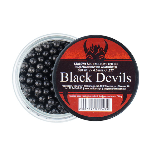 Black Devils - круглий сталевий набій для пневматичної гвинтівки BB - 500 дюймів. - Чорний - 4,5 мм - 45500ZNBT 