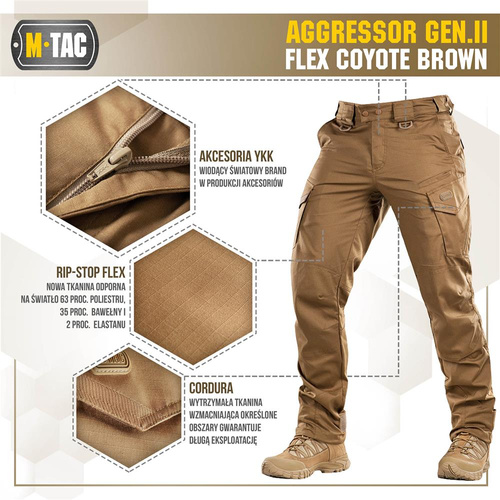 Штани тактичні M-Tac - Aggressor Gen.II Flex - Ripstop - Coyote Brown - 20058017.